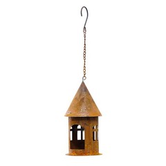 Rustic Metal Castle Candle Holder Hanging with Compact Size for Table and Shelf