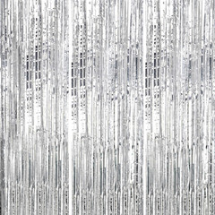 3 Pack Foil Fringe Backdrop – Silver Shiny Tinsel Curtains for Party Decoration/