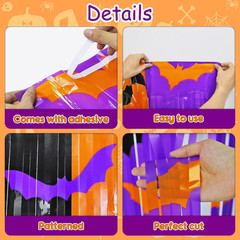 Halloween Party Decorations, 2 Pack Halloween Foil Fringe Curtains 3.3 X 6.6 Ft,