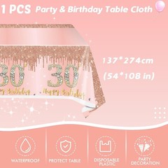 Chic 41-Piece Rose Gold 30th Birthday Party Tableware Set – Disposable Elegance