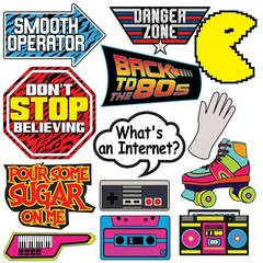 Retro 80s Photo Booth Props – 37 Pieces – Funny 1980s Theme Party Supplies, D…