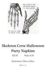 20 Paper Napkins 2 Skeletal Gothic Hands New Bee Watch Decoupage Party
