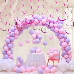 30 PCS Party Swirl Decorations Hot Pink Shinny Foil Hanging