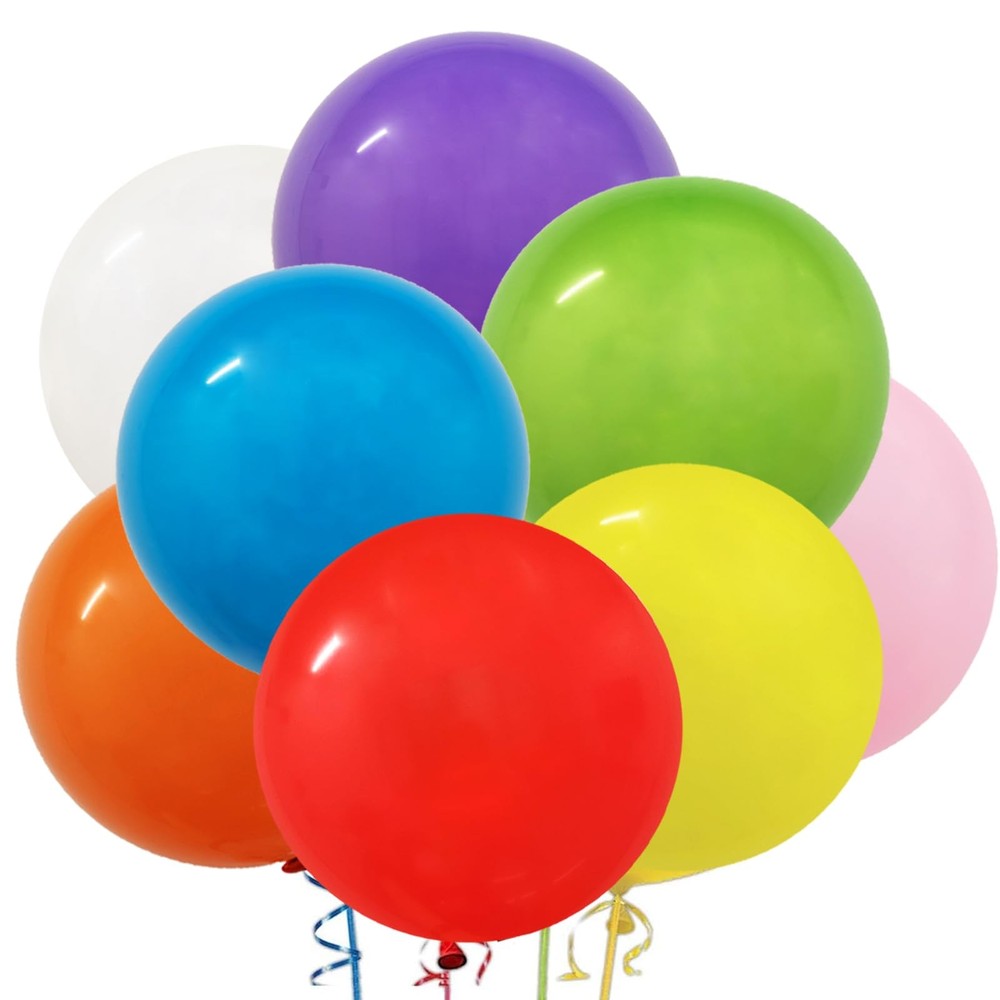 36 Inch Large Balloon, Assorted Colors Big Balloons 8 Pcs Helium Giant Latex …