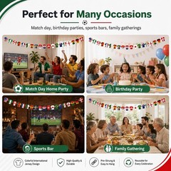 2026 World Cup Soccer Bunting Banner, 49Pcs National Shirt Flags Bunting,Worl…