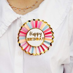 Talking Tables Rose Gold Happy Birthday Badge-Large Rosette, Pink Accessories fo