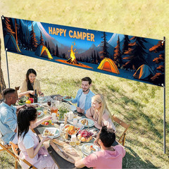 Happy Camper Banner Camping Themed Party Decorations Forest Adventure Photograph