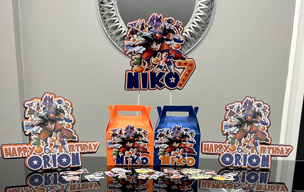 DRAGON BALL Z PERSONALIZED PARTY DECORATION, FAVOR BOXES, TABLE CENTERPIECE, ETC