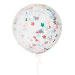 Giant 31 inch clear party balloons with star confetti 3 pack