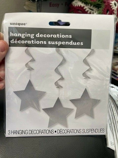 Unique 3 CT Silver Stars Hanging Decorations New!!!