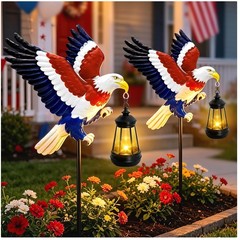 Solar Bald Eagle Garden Lights 2-Pack