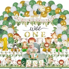 Wild One party Decorations, 150 Pcs Jungle Animal Party Supplies Decor for Boy