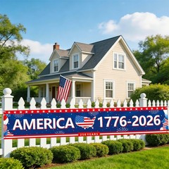 250th Anniversary Banner America 1776-2026 USA Freedom American Map 250 Years…
