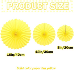 Yellow Hanging Paper Fans Party Decoration round Paper Garlands Set Wall Backgro