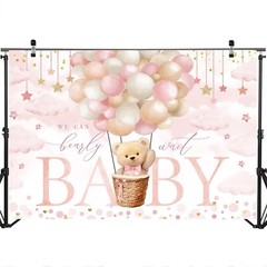 Mocsicka We Can Bearly Wait Backdrop 7x5ft Pink Hot Balloon Bearly Wait Girl …