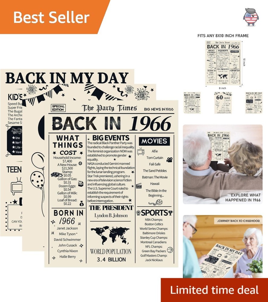 3 Stylish 60th Birthday Posters – Vintage 1966 Decor for Party Enthusiasts