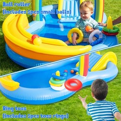 Inflatable Swimming Pool with Water Slide, Inflatable Play Center with Spray …