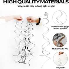 30 Pieces Silver Hanging Swirl Party Decorations Foil Decorations Ceiling Swirl