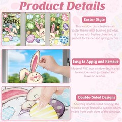 37 PCS Easter Decor, 4 Sheets Window Clings, 9.84 x 13.78 37, Colorful