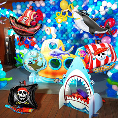 10 Pcs Pirate Balloons Birthday Party Decorations round Pirate Ship Ocean Skelet