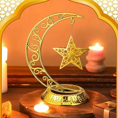 MorningRo Ramadan Decorations Plastic Eid Mubarak Table Decoration Moon Gold