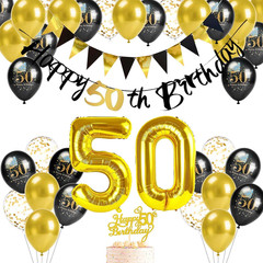 50Th Birthday Decorations Kit for Him Men Her Women Black Gold Complete Set | El