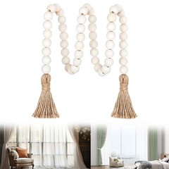 Rustic Wooden Bead String with Tassels for For indoor and Outdoor Curtain Ties
