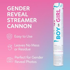 Gender Reveal Streamer Cannon | 6 Pack | 3 Blue and 3 Pink | Multicolor Strea…
