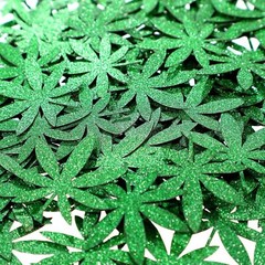 100 Pieces Green Glitter Weed Leaf Paper Confetti Green Leaf Confetti Pot Lea…