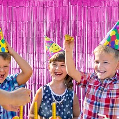 10 PCS Pink Foil Fringe Curtains Tinsel Backdrop Party Streamers