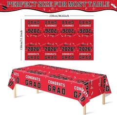 Graduation Party Tablecloth 2026 Red Plastic Class of 2026 Decorations