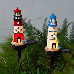 Resin Solar Lighthouse Light LED Waterproof for Outdoor Garden Decoration