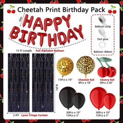 119Pcs Red Cheetah Print Birthday Decorations Balloons Kit, Black Red Cherry …