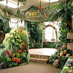 VBS 2026 47.2 x 48.4 Inch Large Rainforest Theme Party Decoration Vacation Bi…