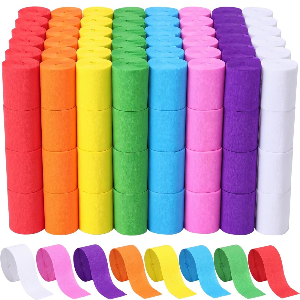 160 Rolls Crepe Paper Streamers Rainbow Party Decor Birthday Wedding Crafts Kit