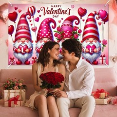 BlissYard Valentine’s Day Gnome Banner LOVE Heart 71*43 Inch, Romantic Hearts
