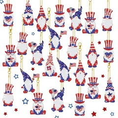 24 Pcs 4th of July Diamond Art Keychains Patriotic Diamond Keychains Memorial Da