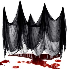 215x700cm Halloween Black Spooky Scary Muslin Gauze Cloth for Halloween Party