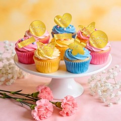 20pcs Mother’s Day Acrylic Cupcake Toppers Cake Disc, Mothers Day Cake Picks,…