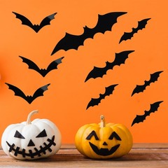 FEILIBAY 60 Pieces Halloween Bats Decoration, 4 Size 3D Multi Size, Black