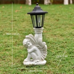 Roman Column Knee Angel Solar Light for Outdoor Use in Garden or Patio