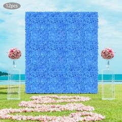 12PCS Dark Blue Artificial Hydrangea Wall Panels, Handmade Silk Flowers