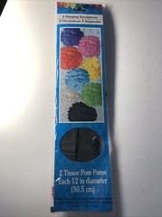 Celebration Tissue Pom Pom Hangers 12 Inch 2/Pk, Black Milestone Birthday