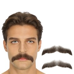 Realistic Human Hair Fake Beard and Mustache for Men Hand Tied Invisible Lace…