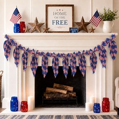 American Flag Bow Garland Banner for Patriotic 4th of July Decor Fireplace Ma…