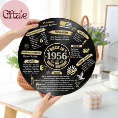 Vinyl Record 70Th Birthday Decoration, Gold 1956 Birthday Party Poster Sign with