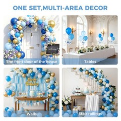 60 PCS Light Blue Baby Blue and White Balloons, 12 inch Blues Confetti Latex …