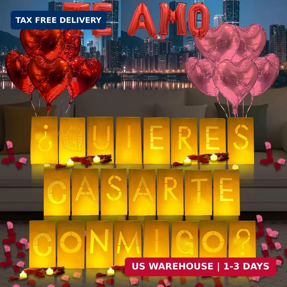 ¿Quieres casarte conmigo? Lighted Letters Sign 17pcs Luminary Paper Bags 2200…