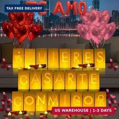 ¿Quieres casarte conmigo? Lighted Letters Sign 17pcs Luminary Paper Bags 2200…