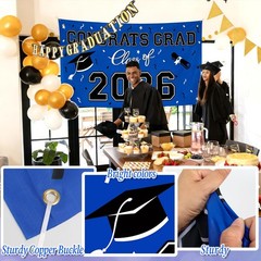 23 Pcs Blue 2026 Graduation Decor Set: Banner, Backdrop, Balloons & More!